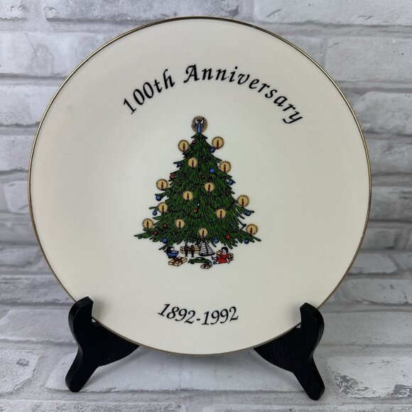 B.C. Clark 100th Year 1992 Christmas Collectors Plate 8.25" Christmas Tree - Picture 1 of 3